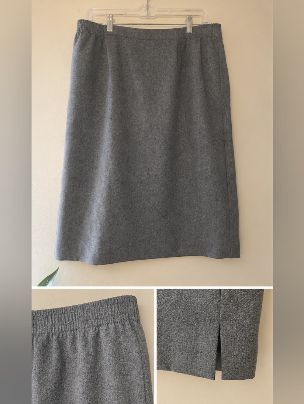 Women's Gray Elastic-Waist Pencil Skirt - Professional Everyday Style